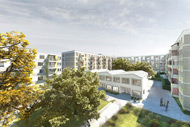 Visualisierung Architektur Wettbewerb Aussen Mischnutzung Hof Erlenmatt Basel 2012 1.Platz