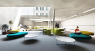 Visualisierung Architektur Wettbewerb Innen Erweiterung Primarschule Kestenholz Lernlandschaft UG 2014